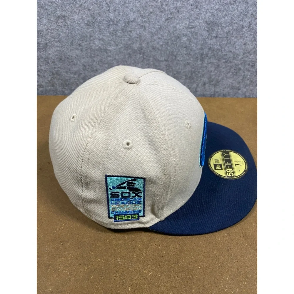 New Era 59FIFTY Chicago White Sox Fitted Hat 7 1/8 Cream Navy 1993 AL West Champ